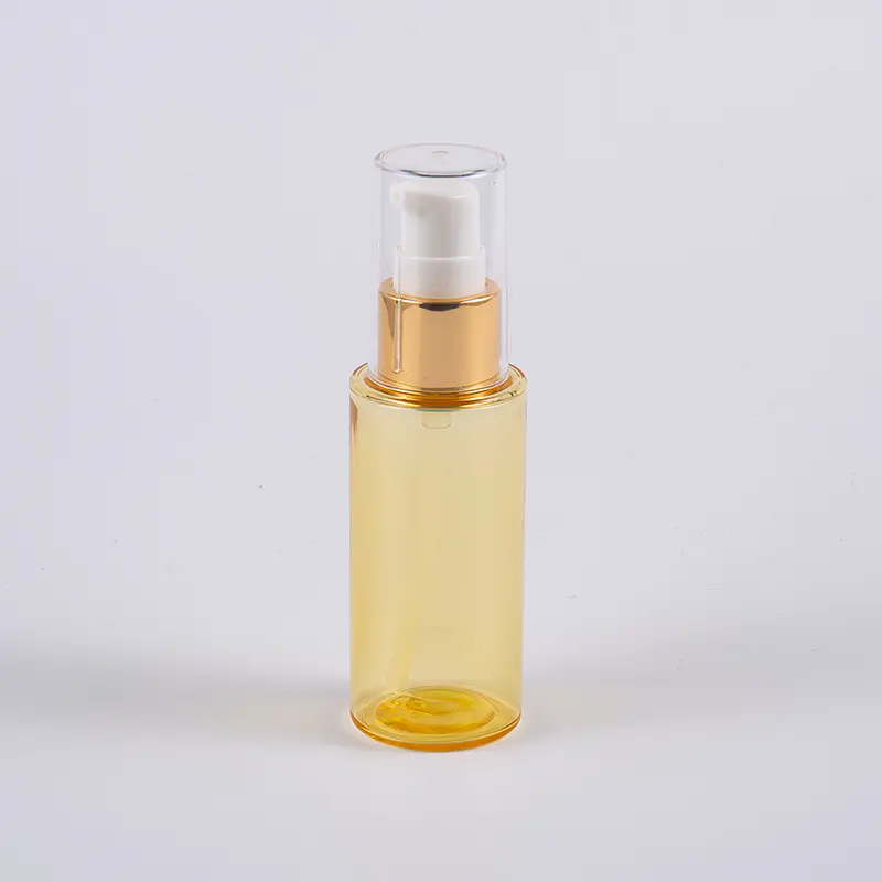 Halvtransparent färg rund form 50ml PETG tjockvägg lotionflaska med pump 