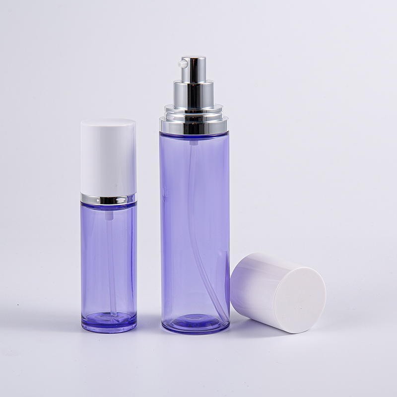 Lila färg 100 ml rund serumlotionflaska med aluminiumpump