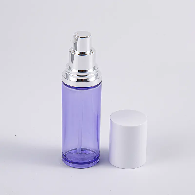 Lila färg 100 ml rund serumlotionflaska med aluminiumpump