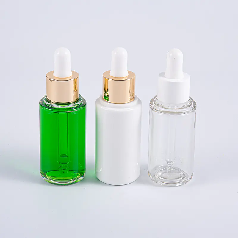 Högkvalitativ 35 ml rund lotionflaska med aluminiumpump Resanvändning