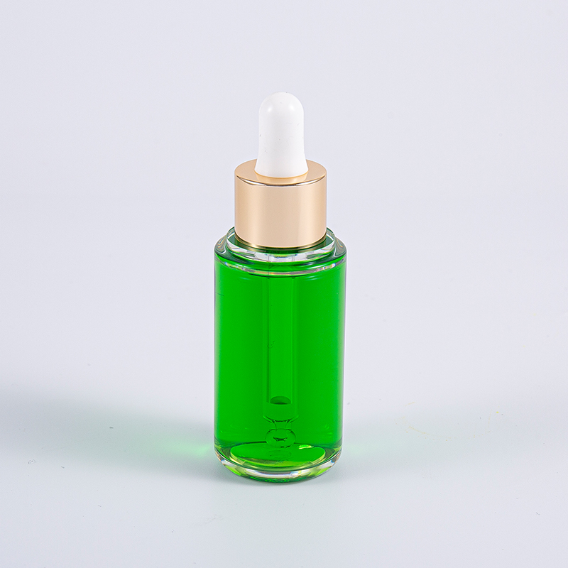 Högkvalitativ 35 ml rund lotionflaska med aluminiumpump Resanvändning