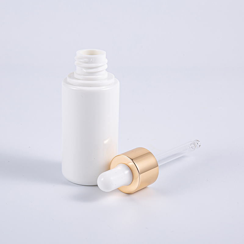 Högkvalitativ 35 ml rund lotionflaska med aluminiumpump Resanvändning